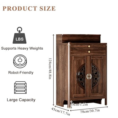 Personal Shrine Altar Table, Solid Wood Frame Buddhist Altar Cabinet, Meditation Prayer Table with Drawer (Brown, 78cm/30.7in) - size: 78cm/30.7in