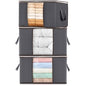 Lifewit 3 Pack 60L Clothes Storage Bins with Lids, Foldable Blanket Storage Bags with Zippers, Clear Window and Reinforced Handles, Closet and Organization for Clothing, Sweater, Comforter, Bedding - size: 60L