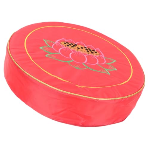 Red Round Meditation Cushion Pillow with Buckwheat Bolster, Thick Small Floor Seat Cushion for Zen, Yoga, and Prayer Sitting