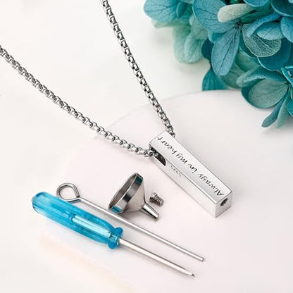 Cremation Urn Necklaces for Ashes Sterling Silver 3D Vertical Bar Memorial Pendant for Loved Ones Keepsake Cremation Jewelry Gifts for Women Men - style: Messianic Mezuzah