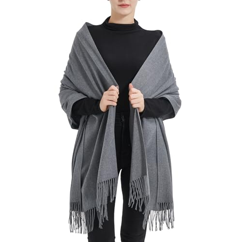 Ciormis Pashmina Scarf for Women, Soft Pashminas Shawls and Wraps for Evening Dresses, Wedding Bride Bridesmaid Shawls Scarf - color: J# Grey
