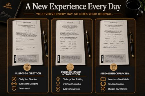 Self Mastery Journal for Men | 12-Week Guided System for Gratitude, Mindfulness & Habit Building with Structured Daily Prompts | Build Discipline & Mental Clarity | A5 Vegan Leather Hardcover | Gift-Ready