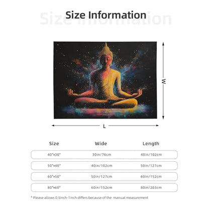 Zen Meditation Fleece Blanket, Ultra-Soft Flannel Throw Featuring Seated Buddhist Monk,Peaceful Design for Yoga,Mindfulness,Couch & Bedroom Decor,Lightweight and Warm,Anti-Wrinkle 30X40 inch