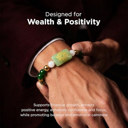 Natural Healing Dhan Yog Bracelets For Men & Women Certified Gemstone 8mm Beads for Money Magnet & Wealth Attraction, Prosperity, Success, Protection, Luck, Stress Relief & Emotional Balance DhanYog Bracelet - color: Laxmi Dhan Samridhi Aishwarya Vriddhi