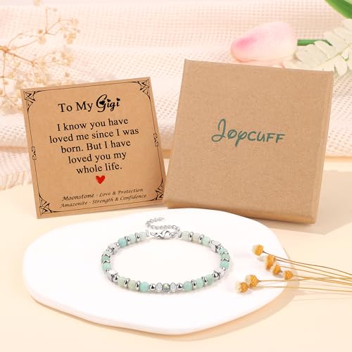 JoycuFF 𝗚𝗶𝗳𝘁𝘀 𝗳𝗼𝗿 𝗪𝗼𝗺𝗲𝗻 𝗠𝗼𝗼𝗻𝘀𝘁𝗼𝗻𝗲 𝗕𝗿𝗮𝗰𝗲𝗹𝗲𝘁 Amazonite Colorful Imperial Jasper Stainless Steel Beads Bracelets, Graduation Christmas Valentines Mothers Day Birthday Gifts - style: Gigi Gifts-Amazonite