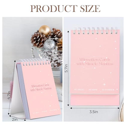 XKDOUS Affirmation Cards for Women, 3.5" x 5.7" 60 Daily Positive Affirmation Cards, Motivational Cards with Miracle Mantras, Birthday Inspirational Friendship Gifts, Desk Decor Gifts