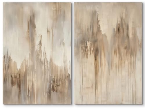 SIGNWIN Canvas Print Wall Art Neutral Drip Abstraction Beige and Brown Modern Art Minimalist Neutral Decor for Living Room, Bedroom, Office - 16"x24" x 2 - color: Bs16-2507-m09, size: 16" x 24" x 2 panels