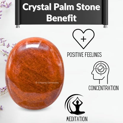 Amazing Gemstone Chocolate Jasper Crystals and Healing Stones - Large Palm Stone Crystals Piedra - Crystal for Good Luck, Positive Energy, Meditation - Unique Stocking Stuffers and Birthday Gifts - color: Chocolate Jasper