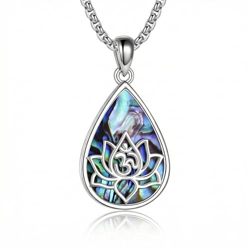 ONEFINITY Lotus Necklace 925 Sterling Silver Moonstone Pendant Necklace Yoga Lotus Jewelry for Women - style: style B