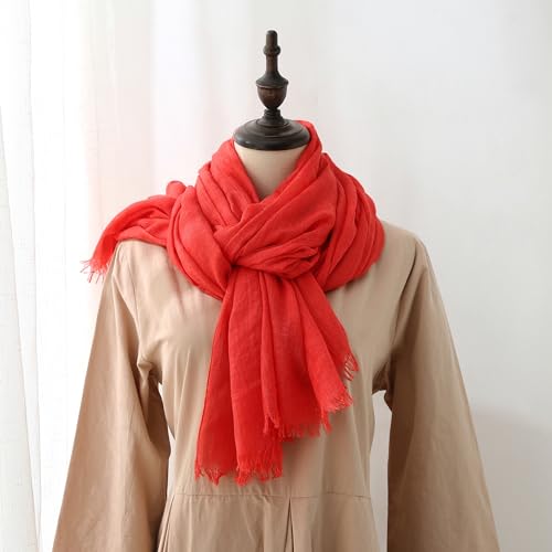 Pashmina Shawl Party Wraps Evening Dress Bridesmaid Long Cotton Scarves for Wedding - color: Pure Red 5