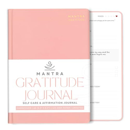 Gratitude Journal For Women & Men - Mental Health, Self Love & Self Care Journal - Pink - 5.8" x 8.3" - Mantra Planner - color: Pink