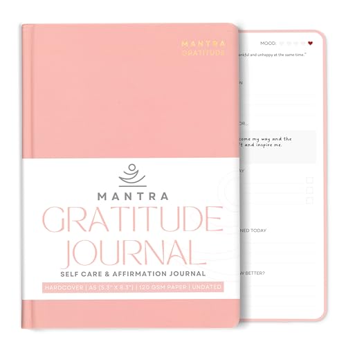 Gratitude Journal For Women & Men - Mental Health, Self Love & Self Care Journal - Pink - 5.8" x 8.3" - Mantra Planner - color: Pink