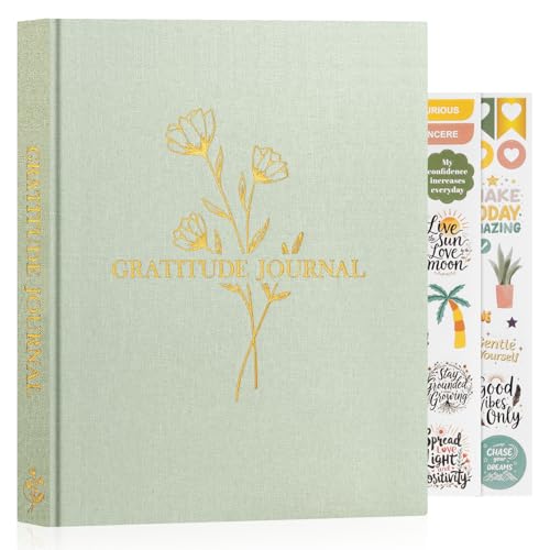 Lanpn Daily Gratitude Journal for Woman Men, 4 Month Mindfulness & Affirmation Planner, 7.8"x9.2" The 5 Minute Grateful Diary, Guided Reflection with Positivity Prompts Undated Notebook, Sage Green - color: Sage Green