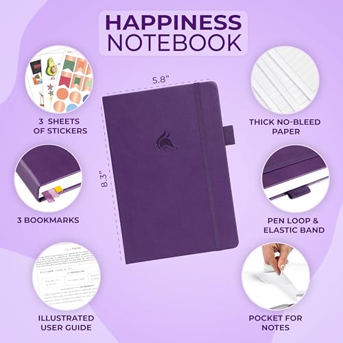 Clever Fox Happiness Notebook – Daily Positivity Journal for Women with Prompts & Positive Quotes – Affirmation & Self Esteem Gifts (Purple) - color: Purple