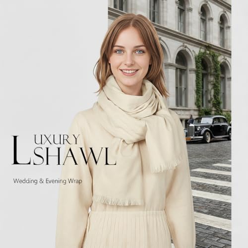 Shawl Wraps for Women Pashmina Shawls and Wraps for Evening Dresses Large Soft Scarf Winter Scarf Wedding Shawl… - color: Cream