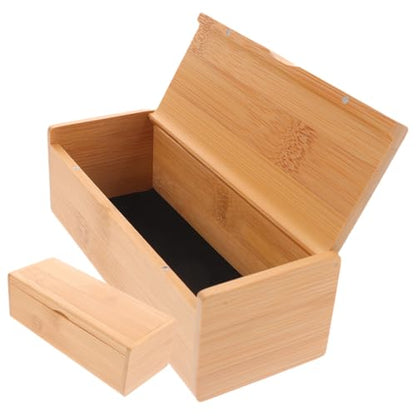 ABOOFAN 2pcs Bamboo Keepsake Storage Box with Lid Versatile Organizer for Jewelry Eyeglasses Crafts Sturdy Retro Design for Practical Use
