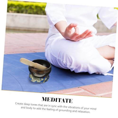 Unomor Handcrafted Tibetan Singing Bowl with Wood Rod and Cushion for Yoga Meditation Stress Relief Mindfulness Chakra Healing Relaxation and Home Decor