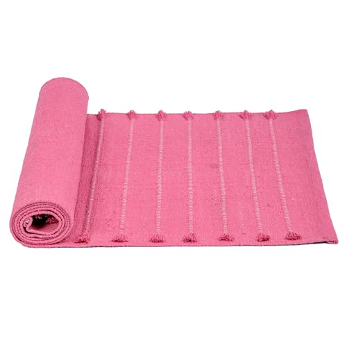 Sivi Herbal Organic Cotton Yoga Mat - Eco-Friendly Hand-Woven Non-Slip Rug - Thick & Comfortable (24”x72”x5mm) for Home Fitness & Yoga - color: Hibiscus