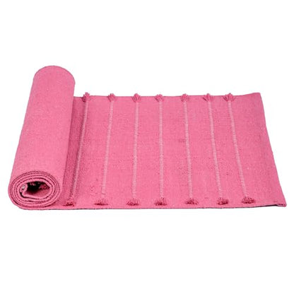 Sivi Herbal Organic Cotton Yoga Mat - Eco-Friendly Hand-Woven Non-Slip Rug - Thick & Comfortable (24”x72”x5mm) for Home Fitness & Yoga - color: Hibiscus