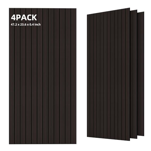 TO-TH Wood-Look Sound Panels, 4 Pack 47.2” x 23.6” Soundproof Wall Panels, Decorative Acoustic Panels,Wood Panels for Wall for Home, Office, Basement, Ebony - color: Ebony, size: 4 pcs - 47.2'' * 23.6''