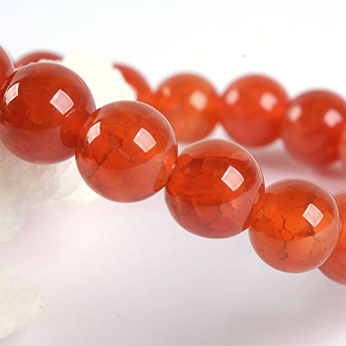 Justinstones Gem Semi Precious Gemstone 8mm Round Beads Stretch Bracelet 7 Inch Unisex - color: Red Dragon Skin Agate