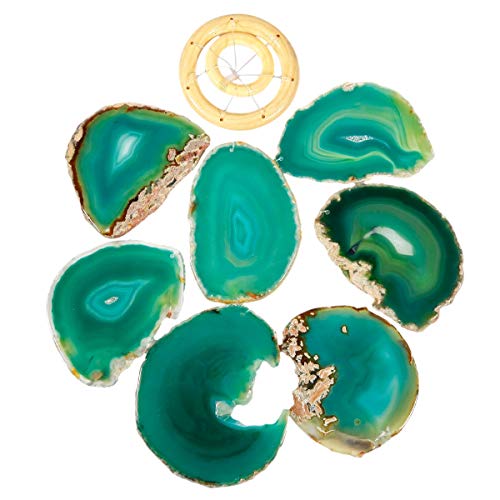 rockcloud Agate Slices Geode Wind Chime Home Garden Decoration Figurine, 28-33 inches - color: Green