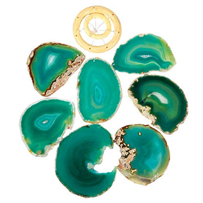rockcloud Agate Slices Geode Wind Chime Home Garden Decoration Figurine, 28-33 inches - color: Green