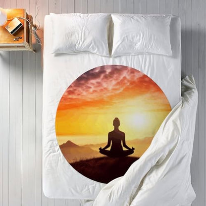 Extra Large Soft Flannel Throw Blanket Yoga Meditation Round Beach Blanket Circular Tapestry Meditation Mat Picnic Rug for Living Room Couch Bed Chair Dorm