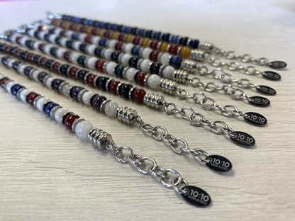 Beaded Bracelet for Men and Women – Natural Gemstone and Stainless Steel – Adjustable, Durable and Elegant – Made in Italy - color: Moonstone - Tourmaline