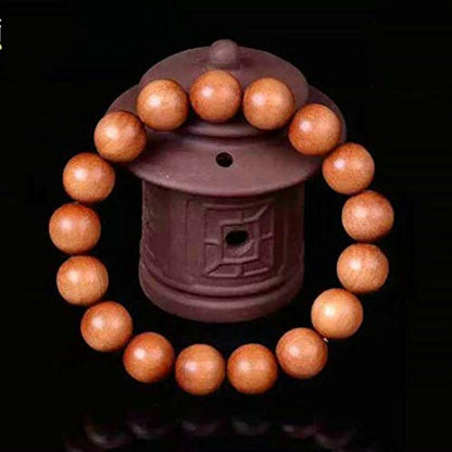 Sandalwood Bracelet for Women Men Buddhist Prayer Strand Chandan Bracelet Handmade Stretchable Elastic Sandalwood Beaded Wristbands for Yoga Meditation - style: 12mm Beads