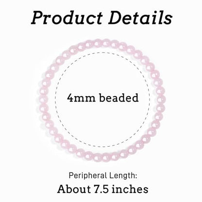 MAIBAOTA Healing Crystal Bracelet for Women Men, 8/4 mm Natural Stone Beaded Bracelets, Jewelry Birthday Gifts, Round Gemstones Stretch Bracelets - color: Pink-Rose Quartz, size: 4 mm