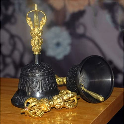 Tibetan Buddhist Meditation Bell And Dorje Set, The Bells Are Engraved With Vivid Patterns, Fascinating, Captivating And Attractive