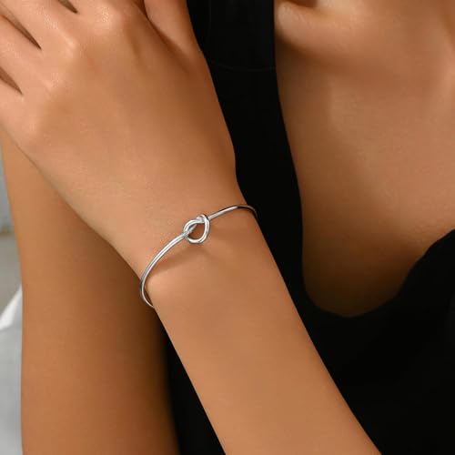 Handmade 925 Sterling Silver Bangle Bracelet Simple Silver/Gold Adjustable Cuff Bangles Durable Stainless Steel bracelet for Men &Women Daily Jewelry Gift for Anniversary Birthday Gift - color: Color 24