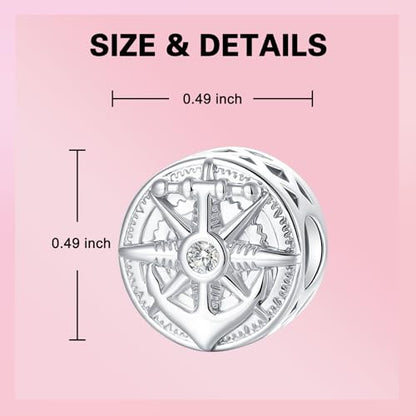 Prayer Cross Elephant Airplane Suitcase Charm 925 Sterling Silver Charms fits for Bracelets Necklace Pendant Bead Charms Jewelry Gift for Women Family - color: Anchor Charm