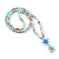 108 Mala Prayer Beads Bracelet 6mm Genuine Gemstone Healing Crystal Stone Beaded Bracelet Buddhist Tibetan Handmade Knotted Elastic Necklace for Yoga Meditation Unisex Women Men - color: Blue Imperial Jasper