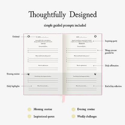 The Gratitude Journal - for More Mindfulness, Happiness, Positive Vibes, Affirmations, Productivity, and Self Reflection -Undated Daily Journal - color: Pink