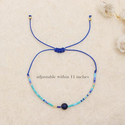 Healing Stone Colorful Beaded Bracelets for Women, Boho Adjustable Handmade Natural Stones Small Beads Friendship Outfit Accessories Jewelry Gift. - color: 0801I