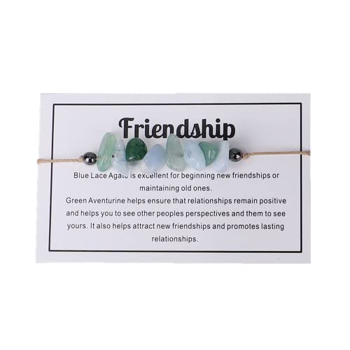 tenghong2021 Chakra Crystal Beaded Bracelet with Wish Card Adjustable Spiritual Anxiety Stone Beads Braide String Bracelet Yoga Meditation for Women Men Jewelry Birthday Gifts - style: Friendship