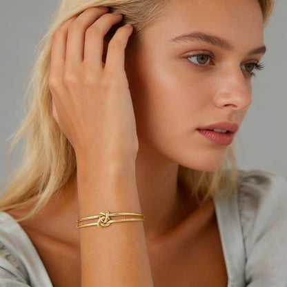 72ore Knot Bracelets for Women Gold Knot Bracelet Two Tone Knots Design Minimalist Wrist Jewelry for Daily Wear