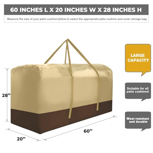 Outdoor Cushion Storage Bag Extra Large 420D Oxford Waterproof Dust Proof Outdoor Zippered Patio Cushion Storage Bag (Beige) - size: X-Large (Pack of 1)