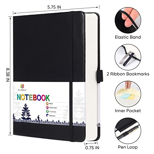 Bullet Dotted Journal Notebook - A5 Dot Grid Notebook with 280 Pages,100gsm Thick Dotted Paper,Leather Hardcover Dotted Journal for Women Men,5.75'' × 8.38''-Black - color: Black, size: A5-Dotted