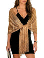 Sumolux Shawls Wraps for Evening Dresses Metallic Glitter Shawls Scarf for Women Sparkling Wedding with Free Buckle - color: Light Brown