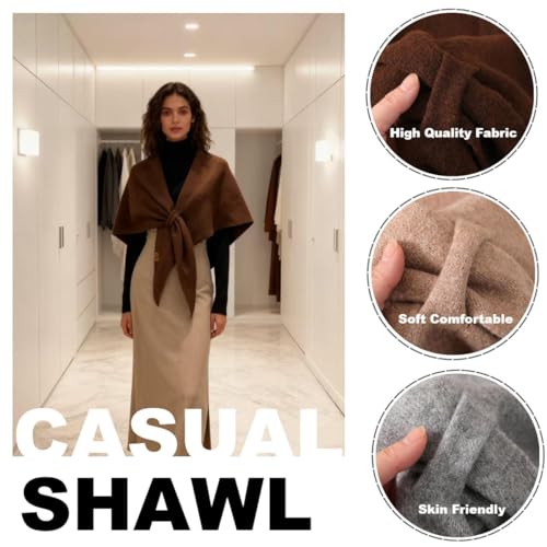 Pashmina Blend Shawl Wraps Women Knitted Shawls Wraps Cardigan Cape Cashmere Shoulder Top Sweater Shawl travel scarf - color: Light Brown