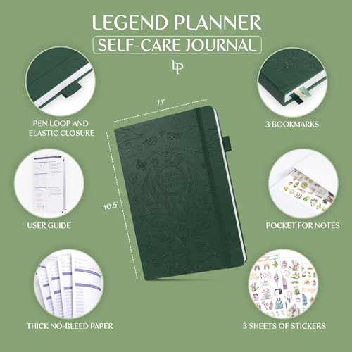 Legend Self-Care Journal – Guided Daily Reflection Journal to Support Mental & Physical Health – Daily Mood, Meditation & Personal Development Notebook – 7.1x10.5”, Lasts 3 Months (Forest Green) - color: Forest Green