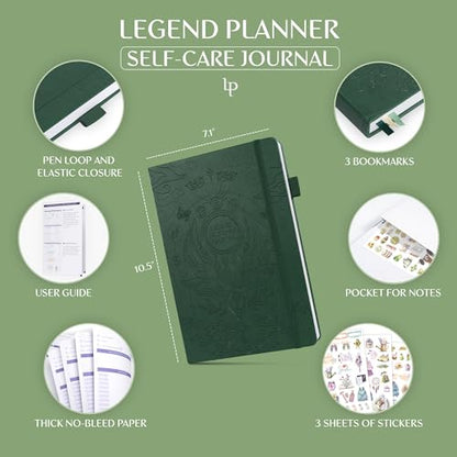 Legend Self-Care Journal – Guided Daily Reflection Journal to Support Mental & Physical Health – Daily Mood, Meditation & Personal Development Notebook – 7.1x10.5”, Lasts 3 Months (Forest Green) - color: Forest Green