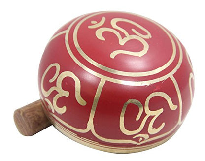 DharmaObjects Tibetan Relaxing Om Singing Bowl/Cushion/Mallet (Red) - color: Red, size: Small