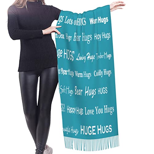 Hugs Shawl Gift For Friends And Family With Inspirational Messages Pashmina Positive Energy,Compassion,Serenity Wraps - color: Ynd04
