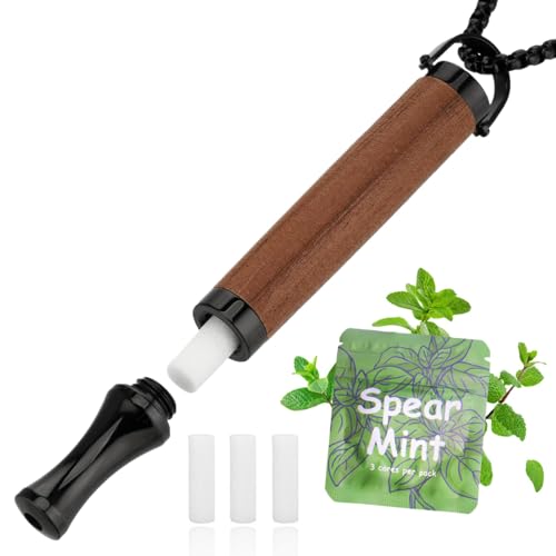 LAMKHOO Breathing Necklace to Quit Smoking and Vaping with Refillable Mint Pods Stop Smoking Aids Fidget Necklace for Anxiety Relief Smokeless Inhaler for Adults (spear mint*1) - color: Mint