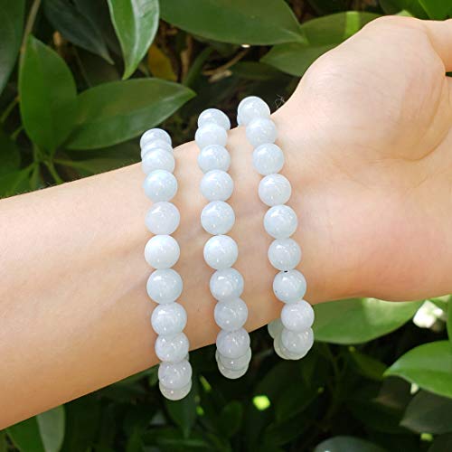 Adabele 1pc Natural Stretch Gemstone Bracelet 8mm (0.31") Bead 7 Inch to 8.5 inch Healing Crystal Energy Quartz Chakra Jewelry Women Unisex Birthday Gift - color: Aquamarine quartz, size: 8 inch