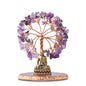 Buddha Statue with Healing Crystal Tree, Tree of Life for Positive Energy. Home Decor Yoga Meditation. Amethyst.(A) - style: A